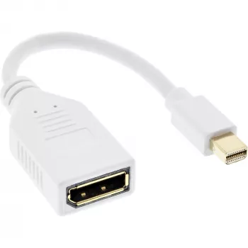 Καλώδιο InLine Mini DisplayPort βύσμα σε DisplayPort υποδοχή, 4K2K, λευκό, 0,15 m