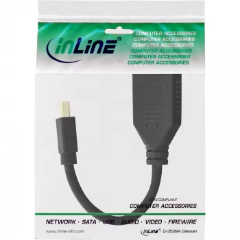 Καλώδιο αντάπτορας InLine Mini DP βύσμα σε DisplayPort υποδοχή, 4K2K, μαύρο, 0,15m