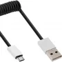 Σπιράλ καλώδιο InLine Micro-USB 2.0, Type-A/Micro-B M/M, μαύρο/alu, εύκαμπτο 3 m