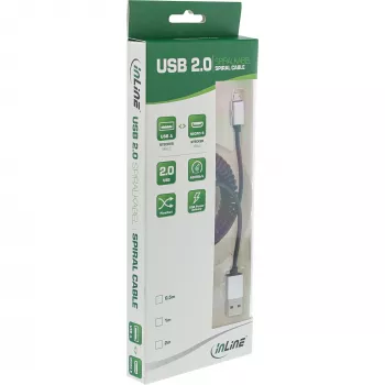 Σπιράλ καλώδιο InLine Micro-USB 2.0, Type-A/Micro-B M/M, μαύρο/alu, εύκαμπτο 3 m