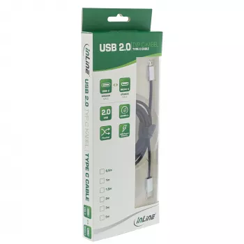 Καλώδιο InLine USB 2.0, βύσμα USB-C / βύσμα Micro-B, μαύρο/alu, εύκαμπτο, 1,5 m