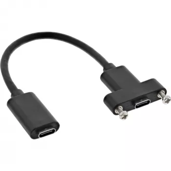 InLine USB 3.2 C θηλυκό / θηλυκό με καλώδιο φλάντζας, μαύρο, 0,20 m