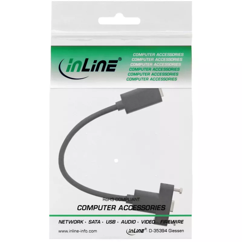 InLine USB 3.2 C θηλυκό / θηλυκό με καλώδιο φλάντζας, μαύρο, 0,20 m