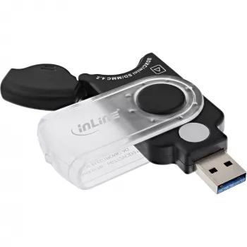 InLine φορητός αναγνώστης καρτών USB 3.0, για SD/SDHC/SDXC, microSD