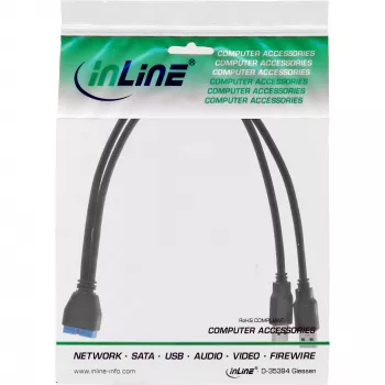 Καλώδιο αντάπτορας InLine USB 3.0 Premium 2x USB-A βύσμα αρσενικό / υποδοχή motherboard, 0,40 m