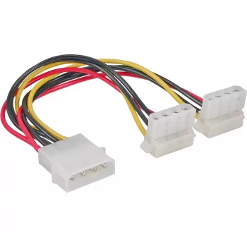 Εσωτερικό καλώδιο τροφοδοσίας Y InLine 1x 4pol Molex / 2x 4pol Molex γωνιακό 0,15 m