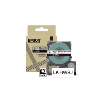 Ταινία εκτυπωτή ετικετών Epson LK-6WBJ μαύρο λευκό θερμομεταφοράς 2,4 cm
