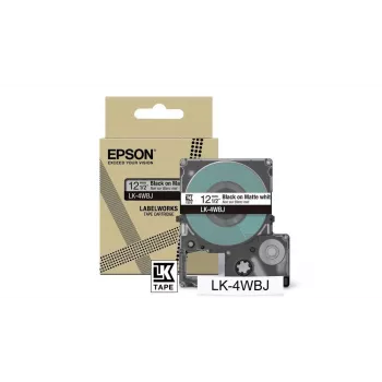 Ταινία ετικετών Epson LK-4WBJ μαύρο λευκό θερμομεταφοράς 1,2 cm