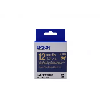 Epson κασέτα ετικετών σατέν ταινία LK-4HKK χρυσό/ναυτικό μπλε 12mm (5m)