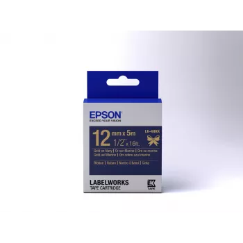 Epson κασέτα ετικετών σατέν ταινία LK-4HKK χρυσό/ναυτικό μπλε 12mm (5m)