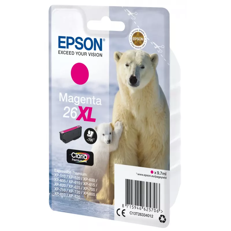 Epson Eisbär μεμονωμένη συσκευασία ματζέντα 26XL Claria Premium μελάνι