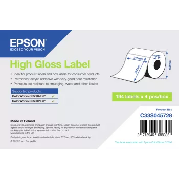 Epson C33S045728 Ετικέτα εκτυπωτή ετικετών Λευκή Αυτοκόλλητη ετικέτα για εκτυπωτή ετικετών