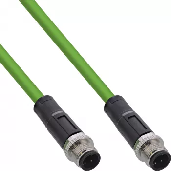 InLine Βιομηχανικό καλώδιο δικτύου, M12 4-pin D-coded αρσενικό/αρσενικό, PUR 1m