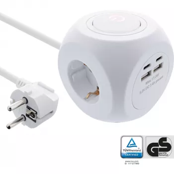 InLine Charging Cube InLine 16499A 3x Schutzkontakt 2x USB-C 2x USB-A λευκό 2 m