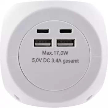 InLine Charging Cube InLine 16499A 3x Schutzkontakt 2x USB-C 2x USB-A λευκό 2 m
