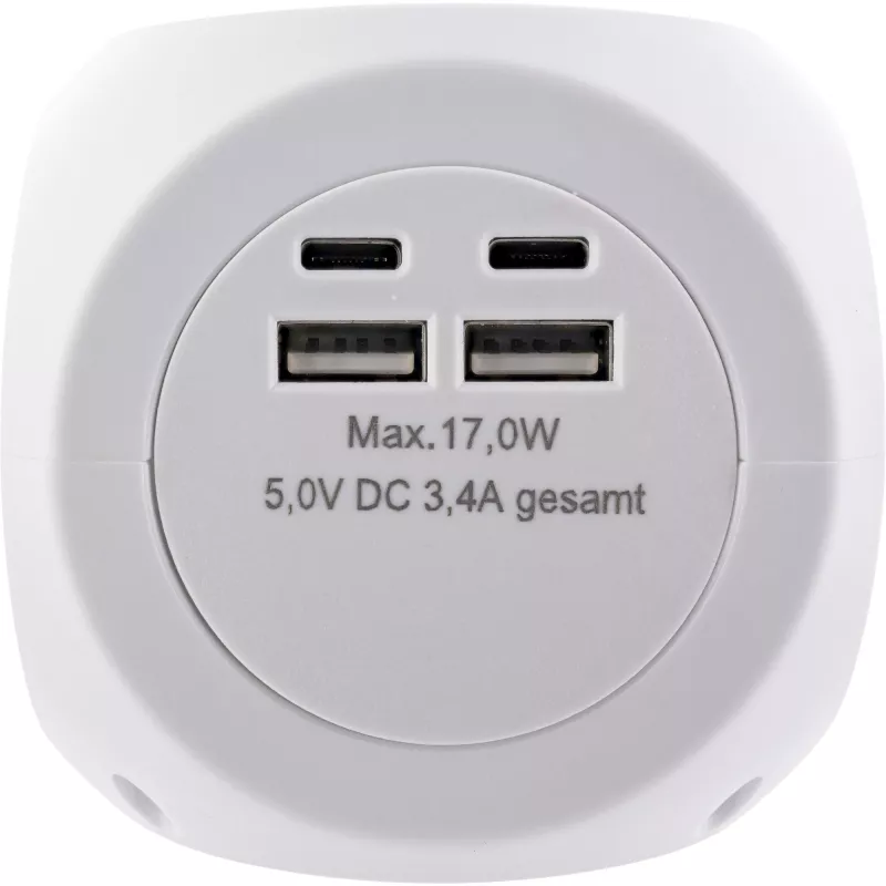 InLine Charging Cube InLine 16499A 3x Schutzkontakt 2x USB-C 2x USB-A λευκό 2 m