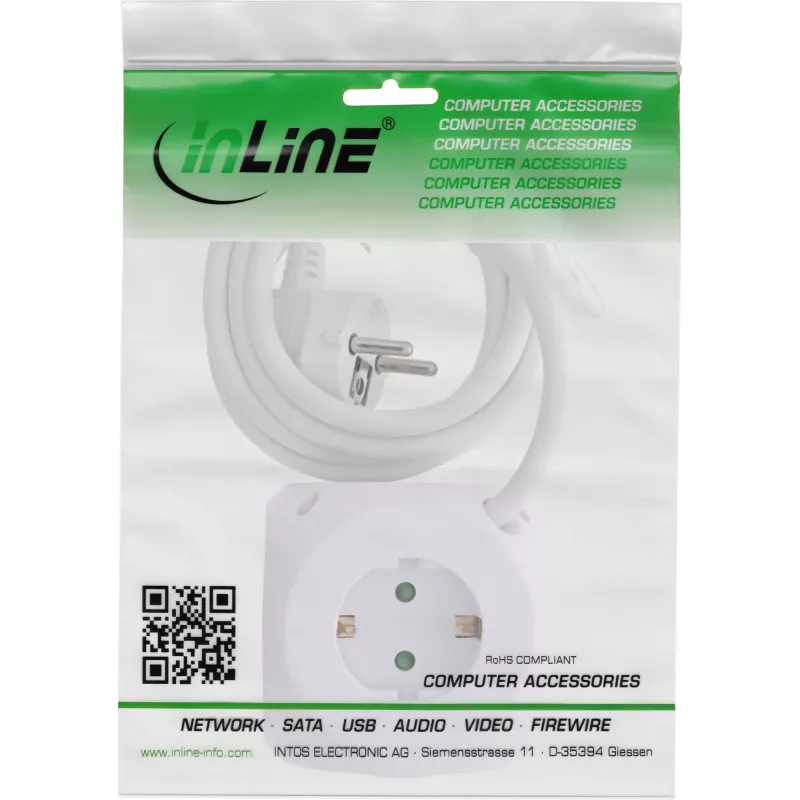 InLine Charging Cube InLine 16499A 3x Schutzkontakt 2x USB-C 2x USB-A λευκό 2 m