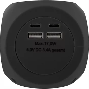 InLine Charging Cube InLine 16499B 3x Schutzkontakt 2x USB-C 2x USB-A μαύρο 2m