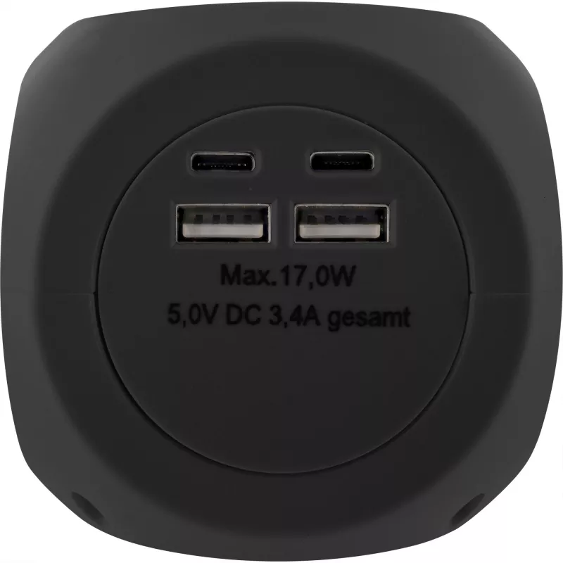 InLine Charging Cube InLine 16499B 3x Schutzkontakt 2x USB-C 2x USB-A μαύρο 2m