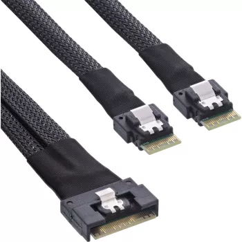 InLine λεπτό καλώδιο SAS, SFF-8654 8i σε 2x SFF-8654 4i, 1 m