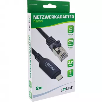 Καλώδιο δικτύου InLine 33381A USB-C σε RJ45 Cat6 2m μαύρο