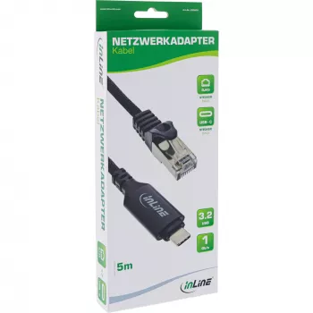 Καλώδιο δικτύου InLine 33381B USB-C σε RJ45 Gigabit 5m μαύρο