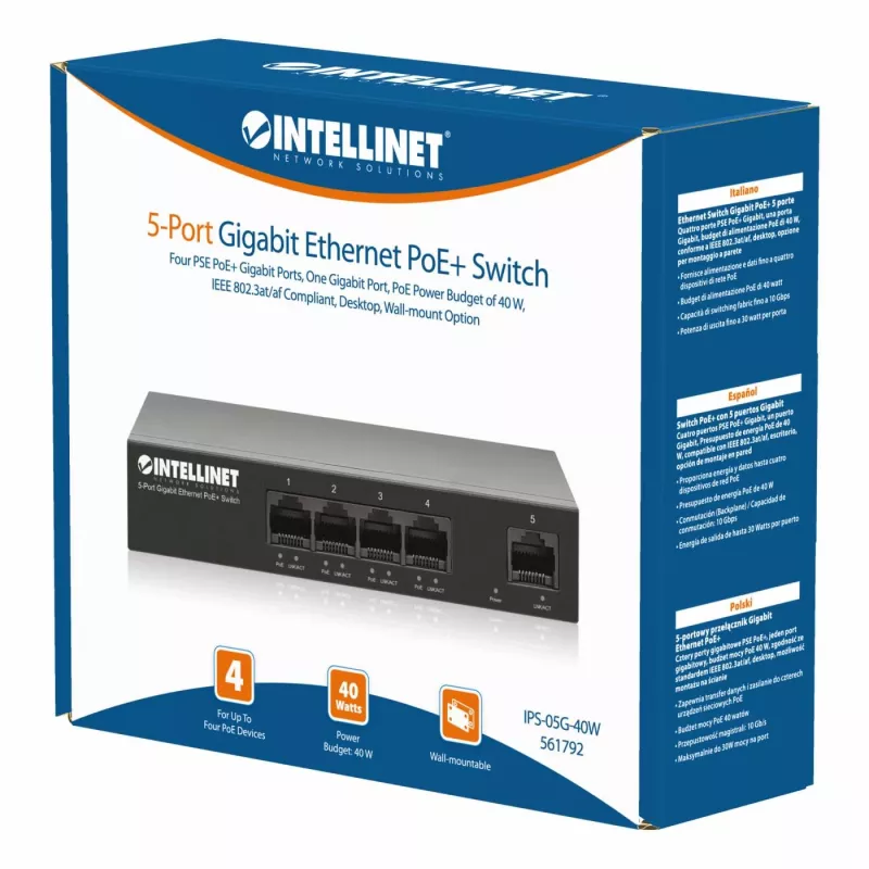 Intellinet 561792 switch δικτύου Gigabit Ethernet (10/100/1000) Power over Ethernet (PoE) μαύρο