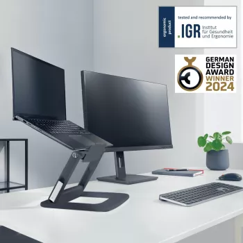 Leitz Ergo ρυθμιζόμενη βάση laptop πολλαπλών γωνιών, 80 % ανακυκλωμένο πλαστικό