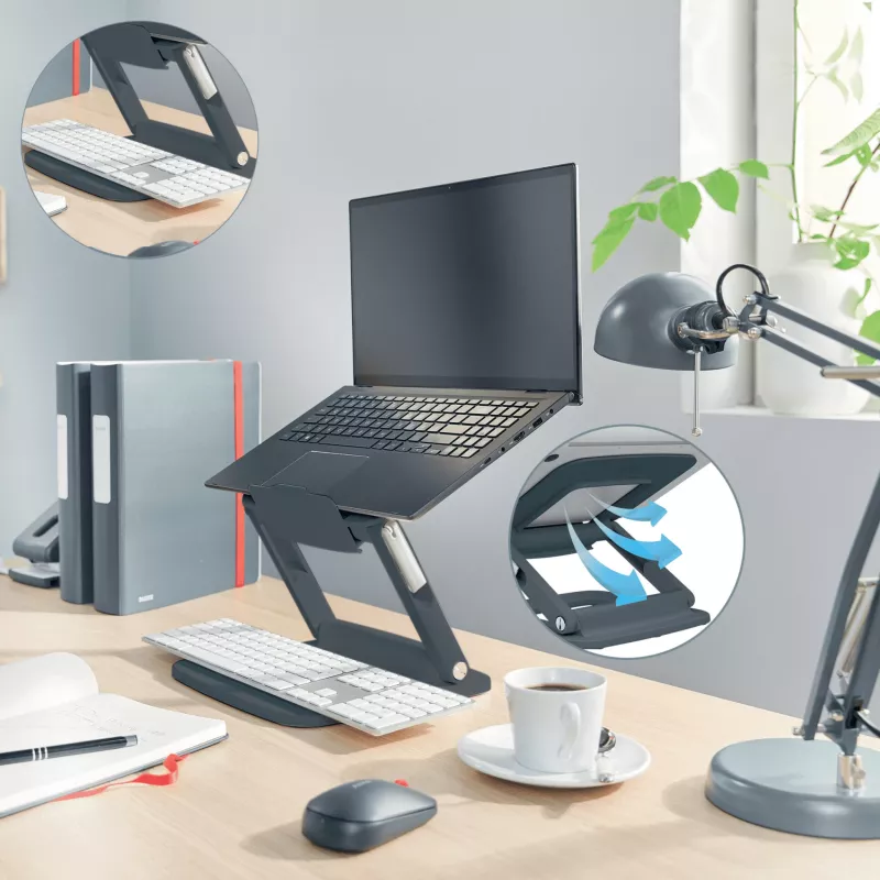 Leitz Ergo ρυθμιζόμενη βάση laptop πολλαπλών γωνιών, 80 % ανακυκλωμένο πλαστικό