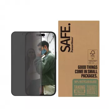 PanzerGlass SAFE. by ® προστασία οθόνης κατά της θέασης iPhone 16 | 15 | Ultra-Wide Fit | BULK
