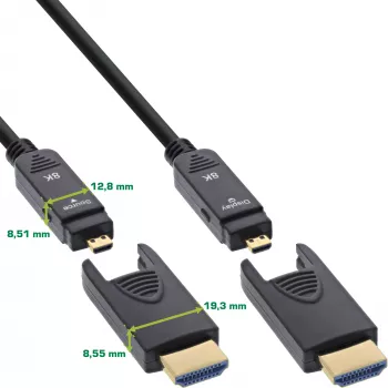 InLine Καλώδιο HDMI AOC, Ultra High Speed HDMI, 8K4K, αποσπώμενο βύσμα, 15m