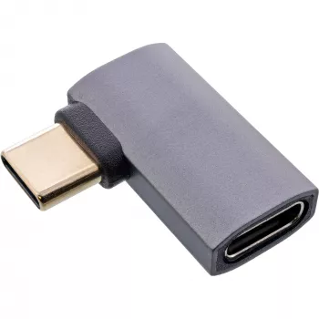 InLine Προσαρμογέας USB4, βύσμα/υποδοχή USB-C δεξιά/αριστερά γωνιακός, Αλουμίνιο, γκρι