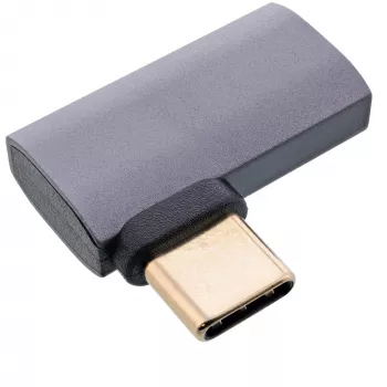 InLine Προσαρμογέας USB4, βύσμα/υποδοχή USB-C δεξιά/αριστερά γωνιακός, Αλουμίνιο, γκρι