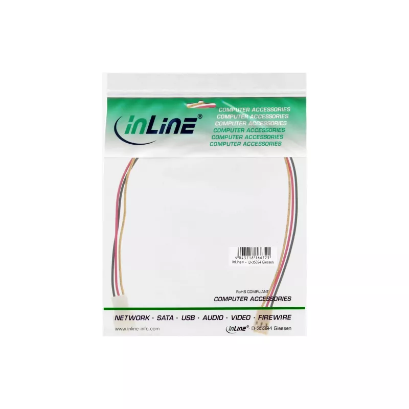 InLine Επέκταση καλωδίου ανεμιστήρα 3-Pin Molex βύσμα/υποδοχή Μήκος 2 m