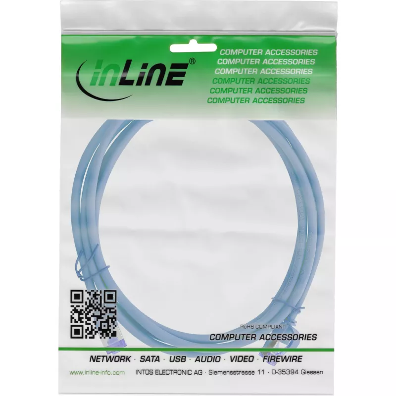 Καλώδιο patch InLine Cat.6A S/FTP Slim TPE (LSZH) PoE, μπλε, 2 m