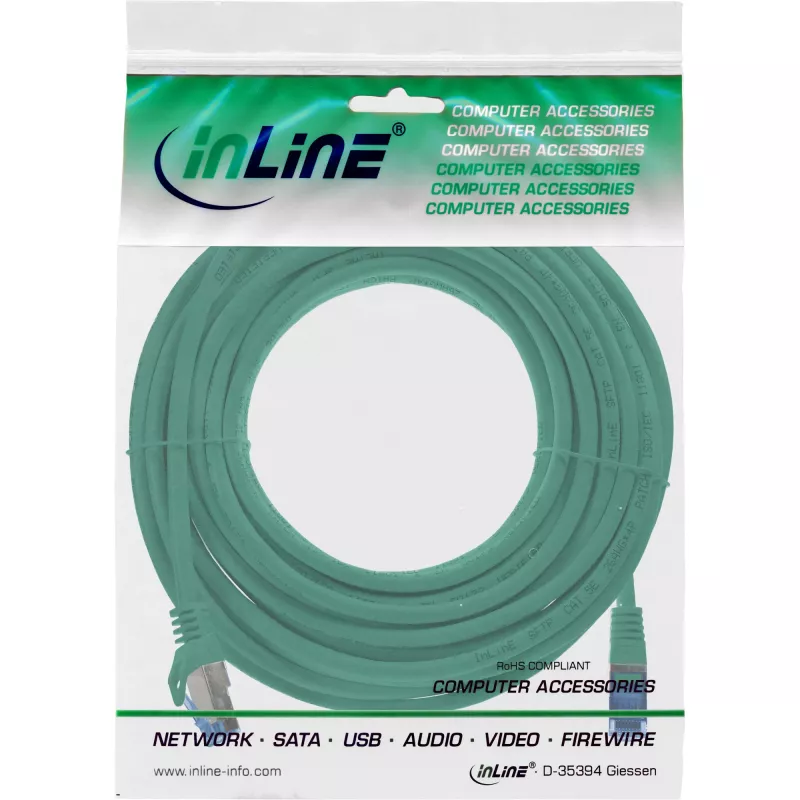 InLine 72600G καλώδιο δικτύου πράσινο 10 m Cat6a S/FTP (S-STP)
