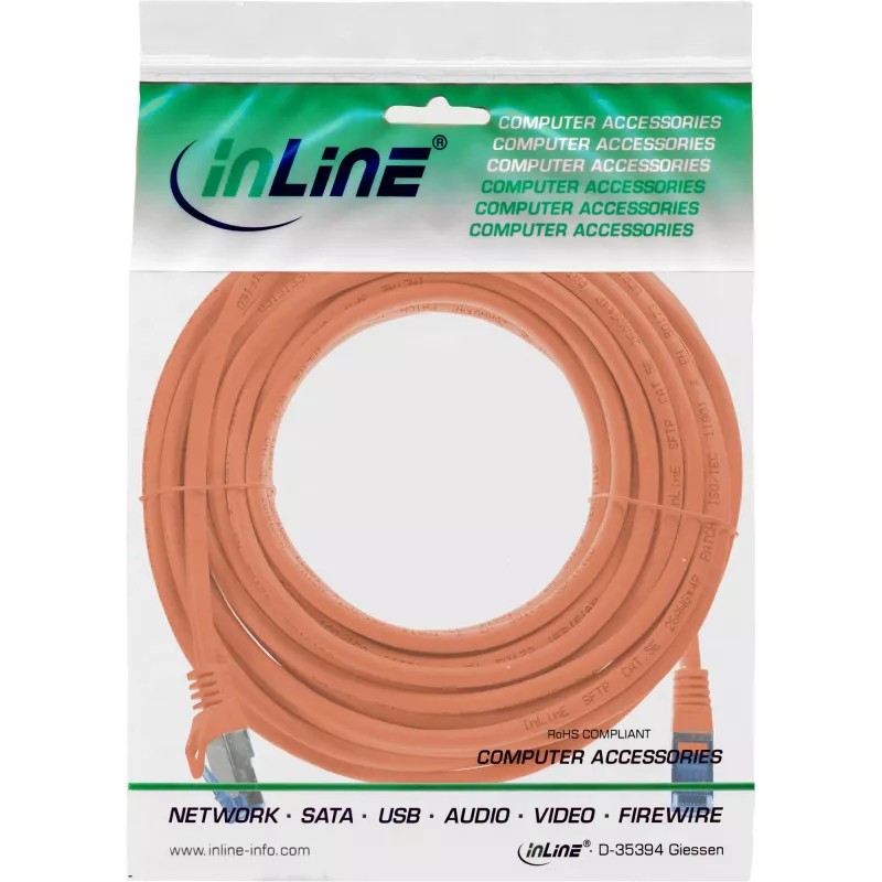 InLine 72607O Καλώδιο δικτύου Πορτοκαλί 7,5 m Cat6a S/FTP (S-STP)