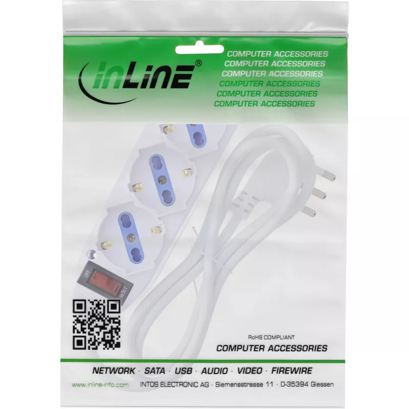 InLine 16431Z επέκταση τροφοδοσίας 1,5 m 3 έξοδοι AC εσωτερικού χώρου λευκό