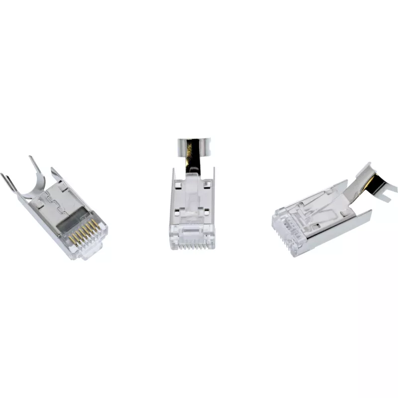 InLine βύσμα crimp Cat.6A RJ45 θωρακισμένο, 3 τεμαχίων μαύρο συσκευασία 100 τεμ.