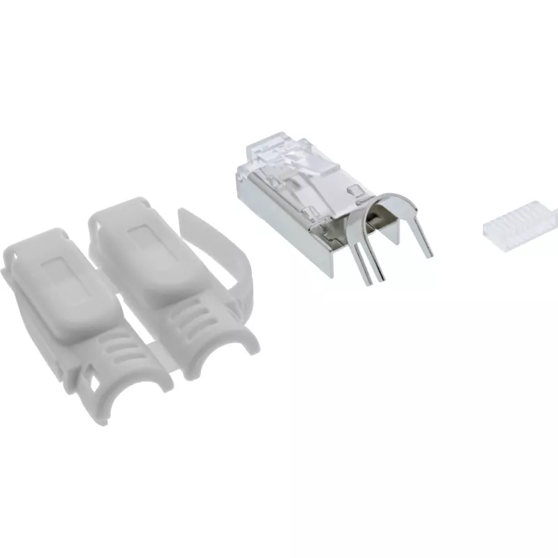 InLine βύσμα crimp Cat.6A RJ45 θωρακισμένο, 3 τεμαχίων γκρι συσκευασία 10 τεμ.