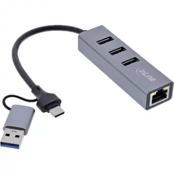 InLine 33380S Hub διασύνδεσης USB 3.2 Gen 1 (3.1 Gen 1) Type-A + Type-C 5000 Mbit/s Γκρι
