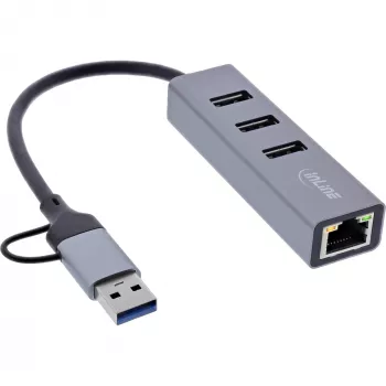 InLine 33380S Hub διασύνδεσης USB 3.2 Gen 1 (3.1 Gen 1) Type-A + Type-C 5000 Mbit/s Γκρι