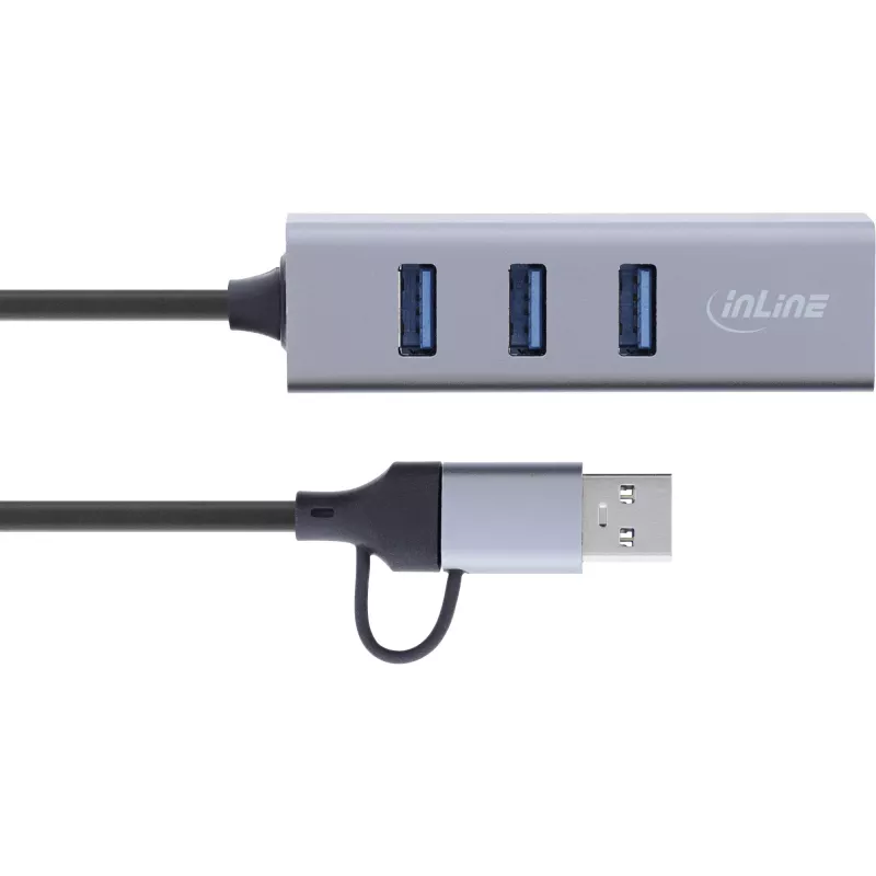 InLine 33380S Hub διασύνδεσης USB 3.2 Gen 1 (3.1 Gen 1) Type-A + Type-C 5000 Mbit/s Γκρι
