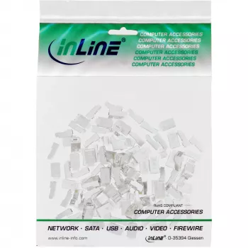 InLine 8P8C RJ45 αρσενικό θωρακισμένα βύσματα για στρογγυλό καλώδιο, συσκευασία 100 τεμ.