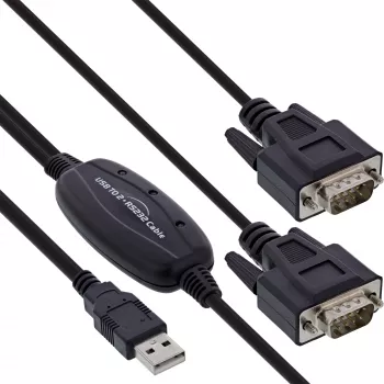 InLine καλώδιο προσαρμογέα USB 2.0 σε 2x σειριακό USB Type-A σε 2x 9 Pin Sub-D βύσμα 1,5 m