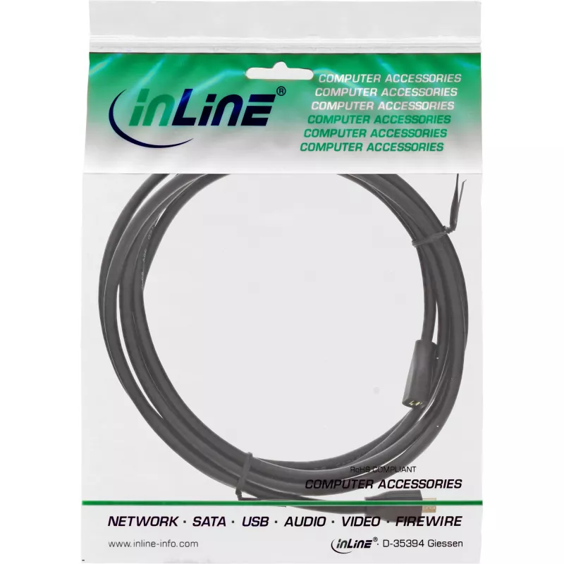 InLine Καλώδιο επέκτασης Micro-USB 2.0, Micro-B αρσενικό/θηλυκό, μαύρο/χρυσό, 1,5 m