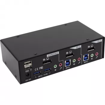 Επιτραπέζιος διακόπτης KVM InLine 2 Θυρών DisplayPort USB 3.0 Hub με ήχο