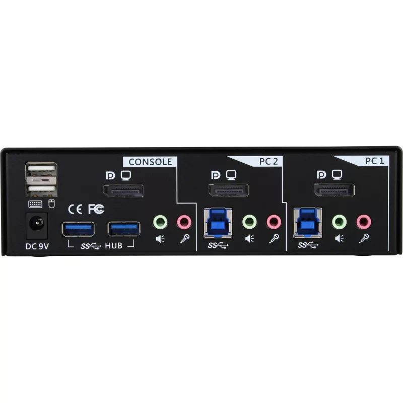 Επιτραπέζιος διακόπτης KVM InLine 2 Θυρών DisplayPort USB 3.0 Hub με ήχο
