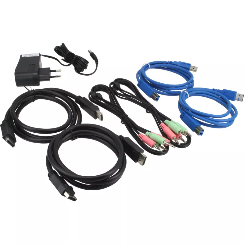 Επιτραπέζιος διακόπτης KVM InLine 2 Θυρών DisplayPort USB 3.0 Hub με ήχο