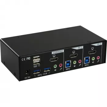 Επιτραπέζιος διακόπτης KVM InLine, 2 Θυρών, HDMI, USB 3.0 Hub, με ήχο
